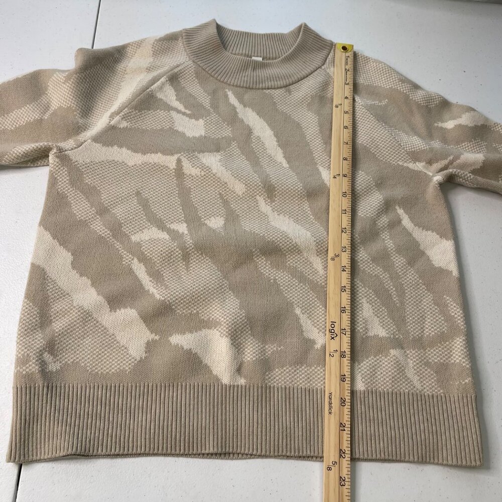 Athleta Jacquard Crew Textured Sweater Womens XS Frosted Floral Cream Athleisure - Picture 8 of 9